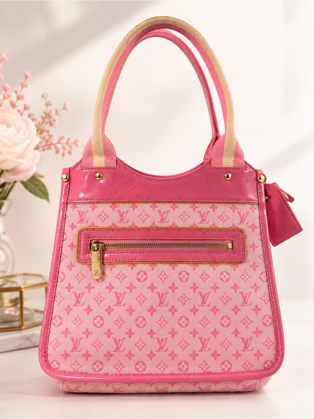Louis Vuitton Hot Pink Monogram Mini Sav Nag Canvas Satchel with Glossy Trim